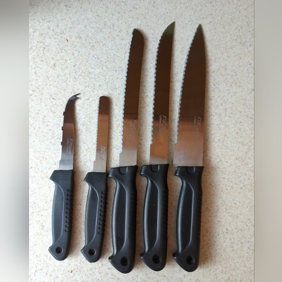 Kinsu 2000 Set of 5 Knives Chef Slicing Bread Serrated Meat - Picture 1 of 7